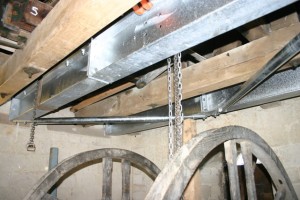 Reinforcing steel beams inserted under the upper bell frame