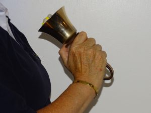 Handbell in the 'up' position